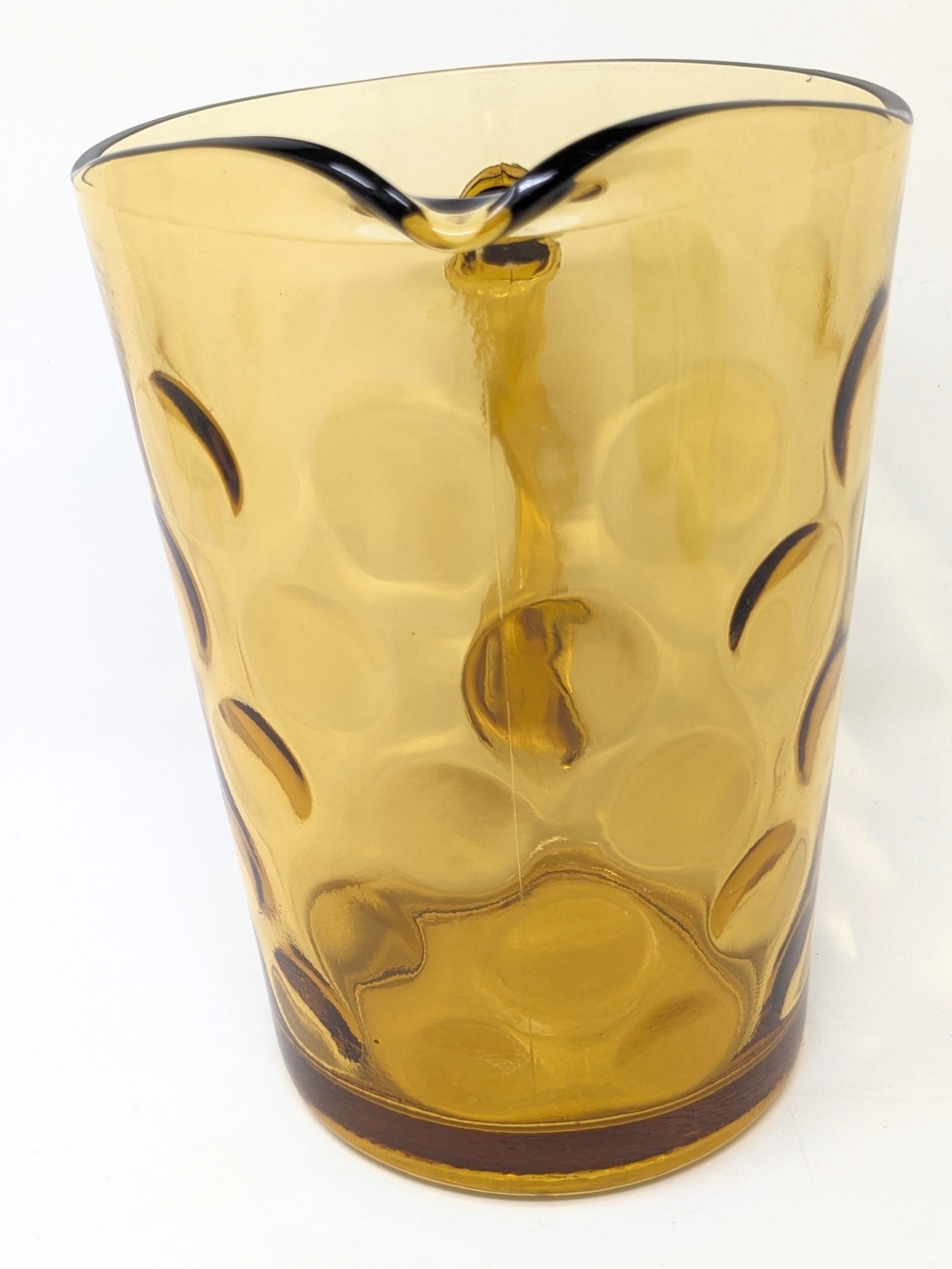 Vintage Hazel Atlas Amber Mid Century Pitcher and 5-Glass Set Retro Dot Pattern - Picture 12 of 15